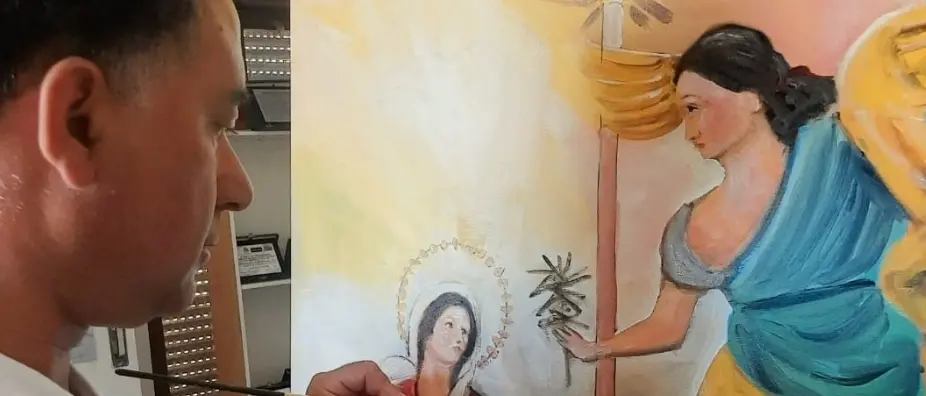 Francica, un dipinto per la Madonna dell'Annunziata: il dono del pittore\u00A0Enzo Liguori alla comunità\n