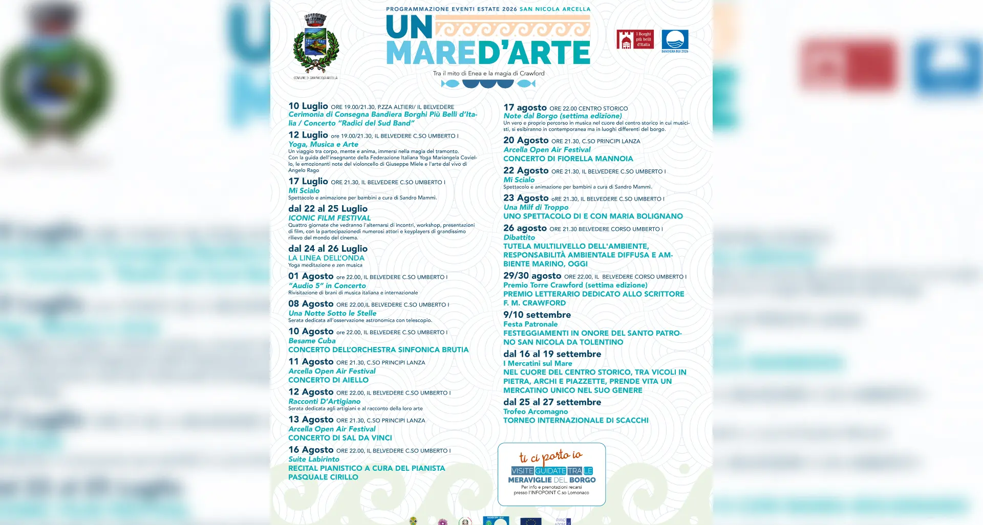 A San Nicola Arcella “Un mare d’arte”: cinema, musica, cultura e grandi eventi per l’estate 2026\n