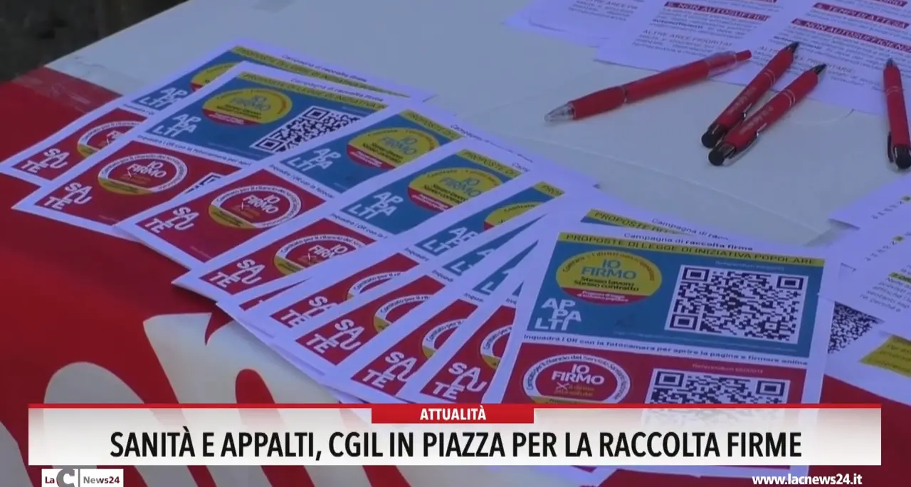 Sanità e appalti, Cgil in piazza per la raccolta firme