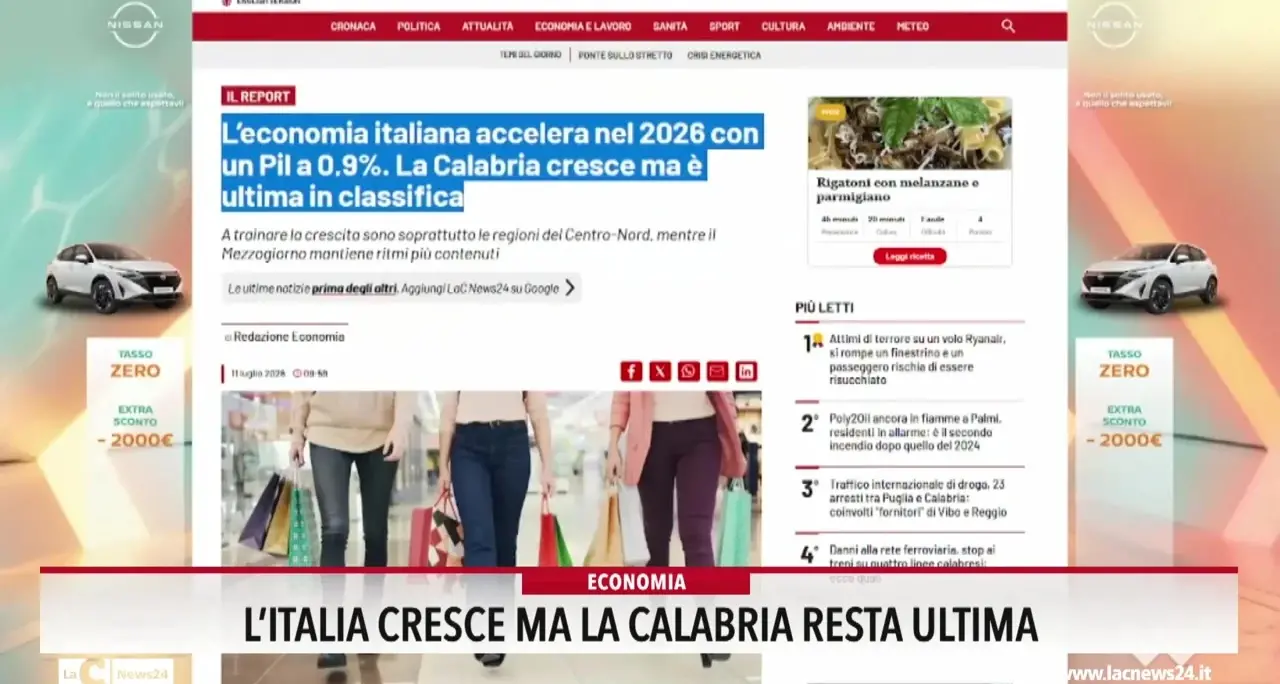 Economia, l'Italia cresce ma la Calabria resta ultima