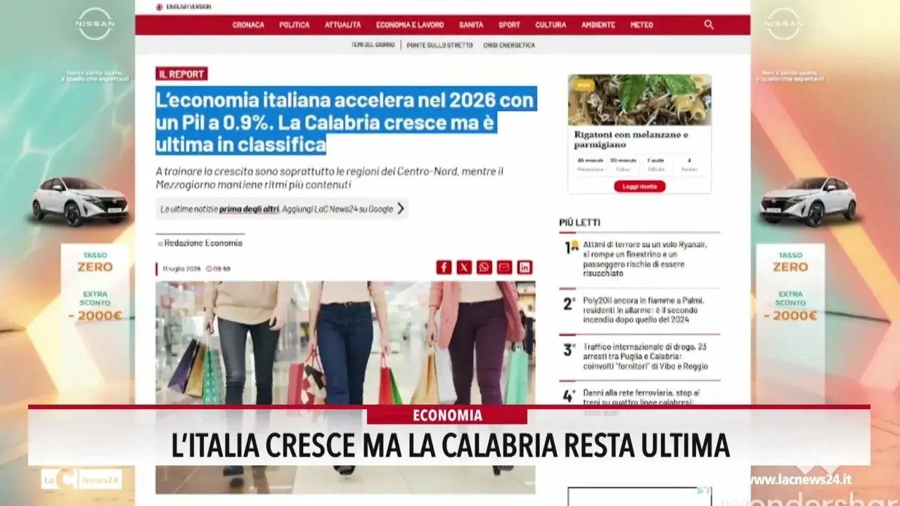 Economia, l'Italia cresce ma la Calabria resta ultima