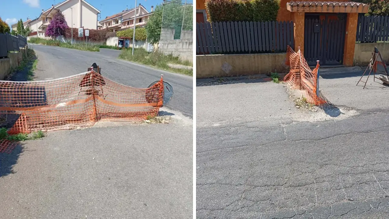 Vibo Valentia, una buca davanti casa da oltre un anno: «Le auto per evitarla rischiano di travolgere i miei figli»\n