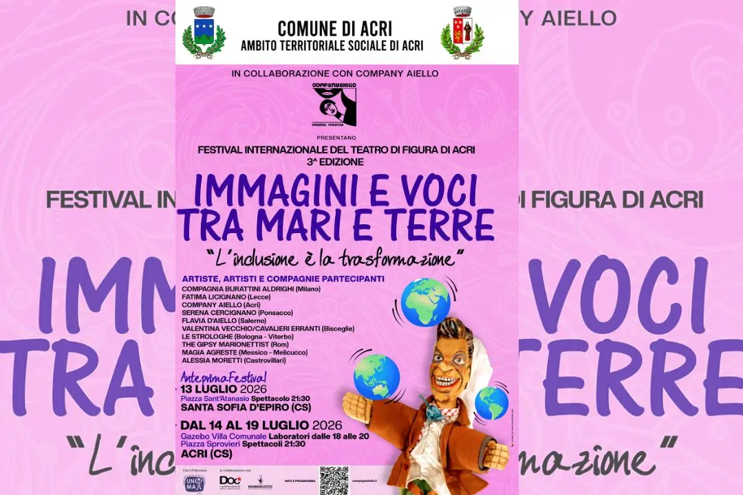 Ad Acri torna il Festival internazionale del Teatro di figura: una settimana di spettacoli, laboratori e inclusione\n