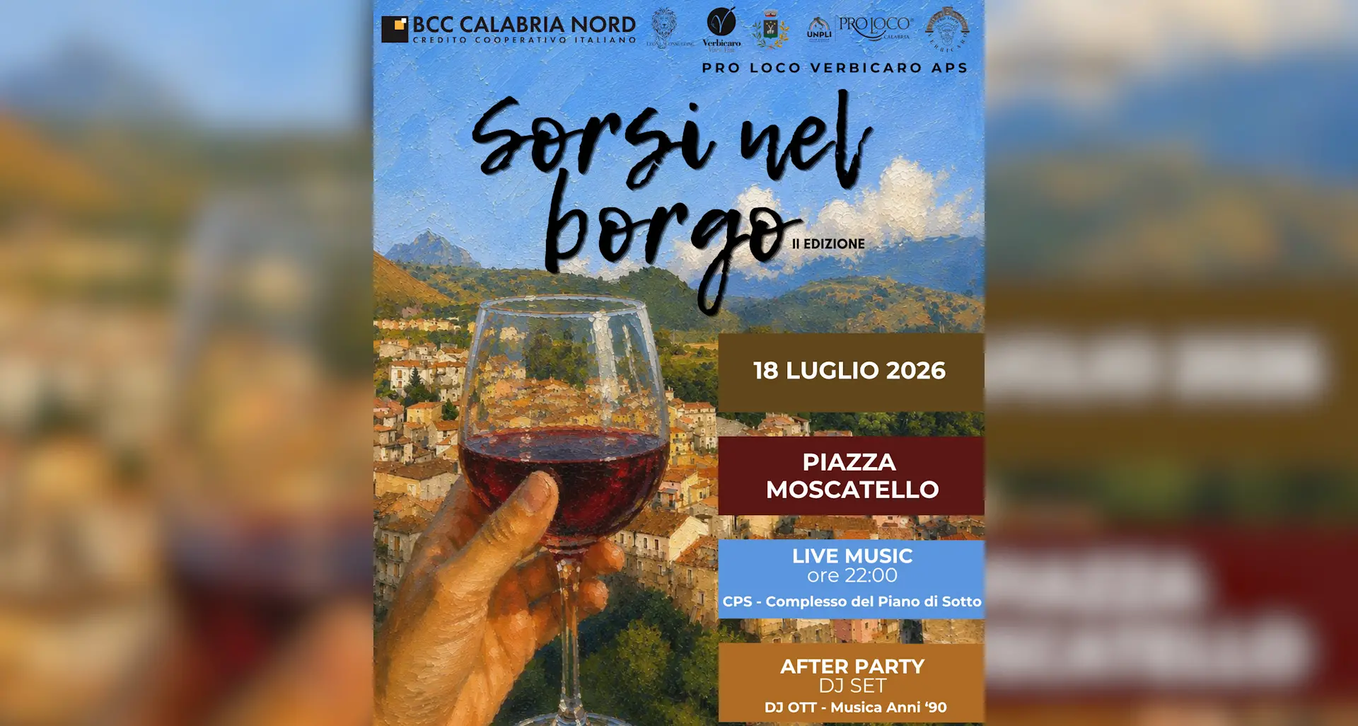 \"Sorsi nel Borgo\":\u00A0il 18 luglio a Verbicaro il secondo appuntamento tra eccellenze vitivinicole e musica\n