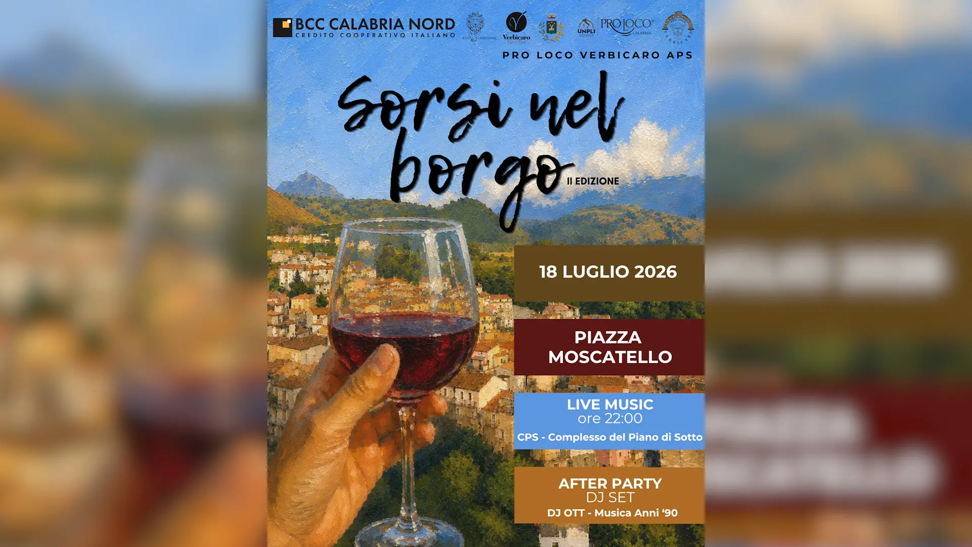 \"Sorsi nel Borgo\":\u00A0il 18 luglio a Verbicaro il secondo appuntamento tra eccellenze vitivinicole e musica\n