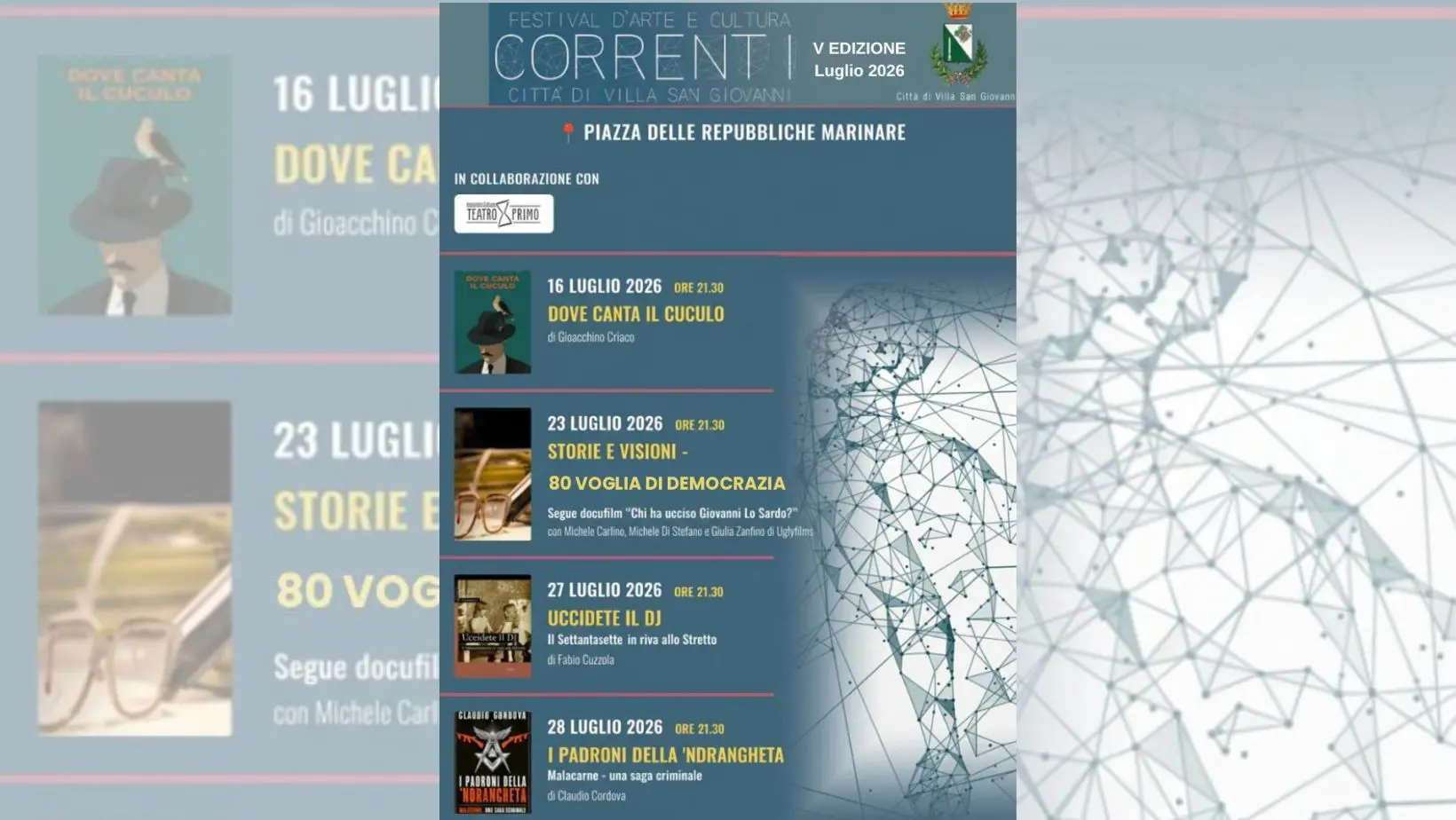 Correnti Festival,\u00A0al via la quinta edizione: un cammino di cultura, comunità e rinascita a Villa San Giovanni\n