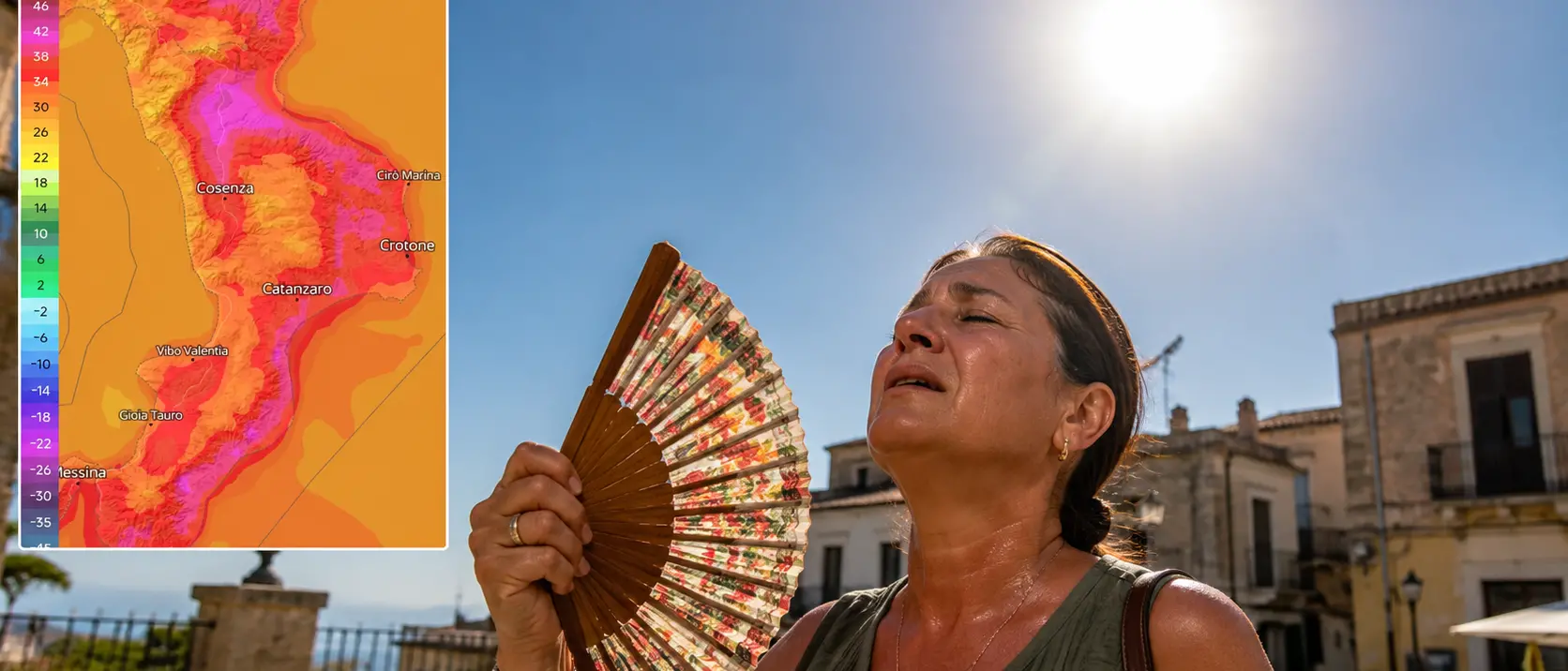 Caldo, si cuoce a fuoco lento: nel Vibonese temperature fino a 40 gradi e afa in aumento, poi nel week end in Calabria il picco a 45 gradi\n
