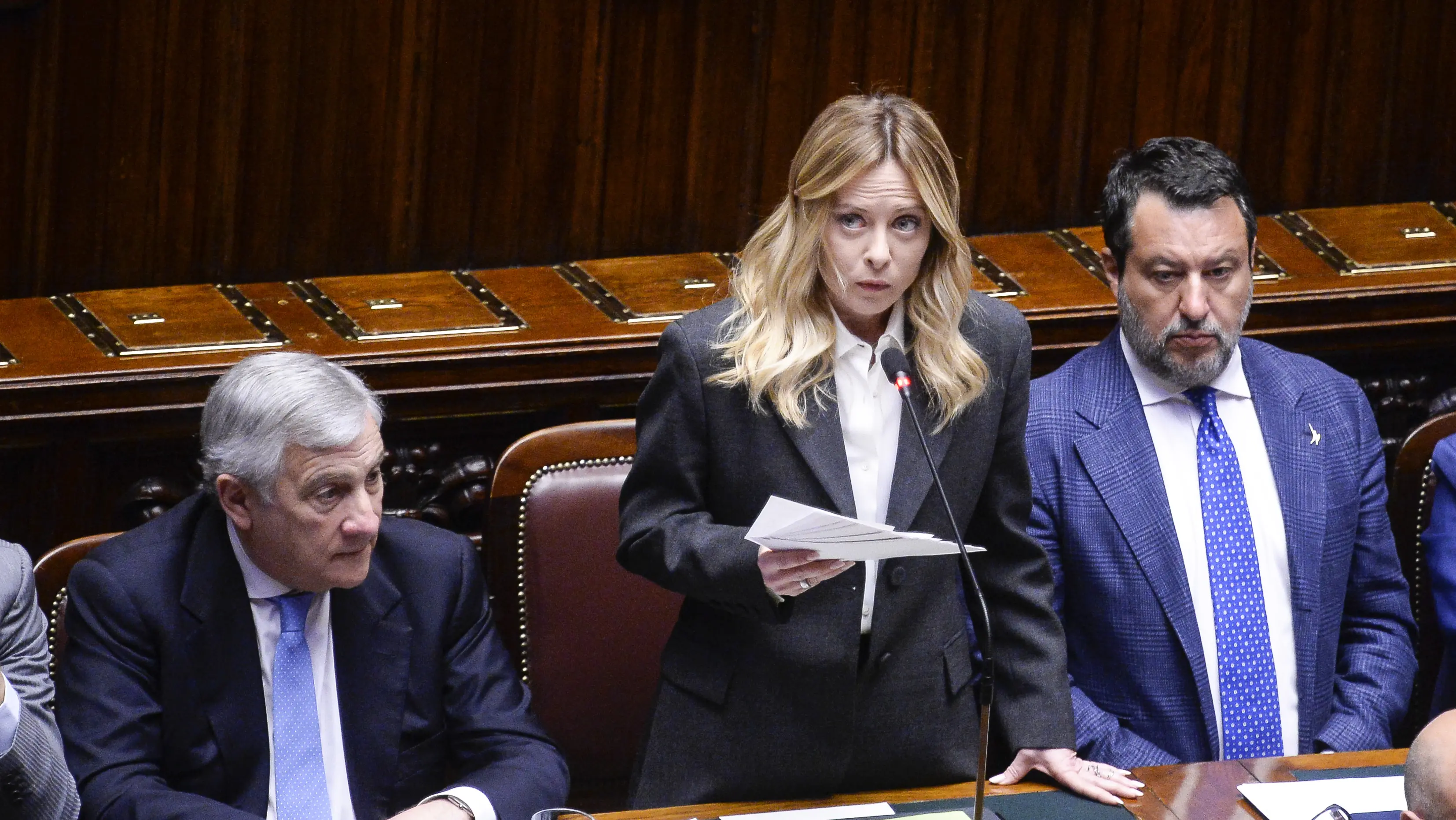 Tajani, Meloni e Salvini , FOTOGRAMMA / STEFANO CAROFEI