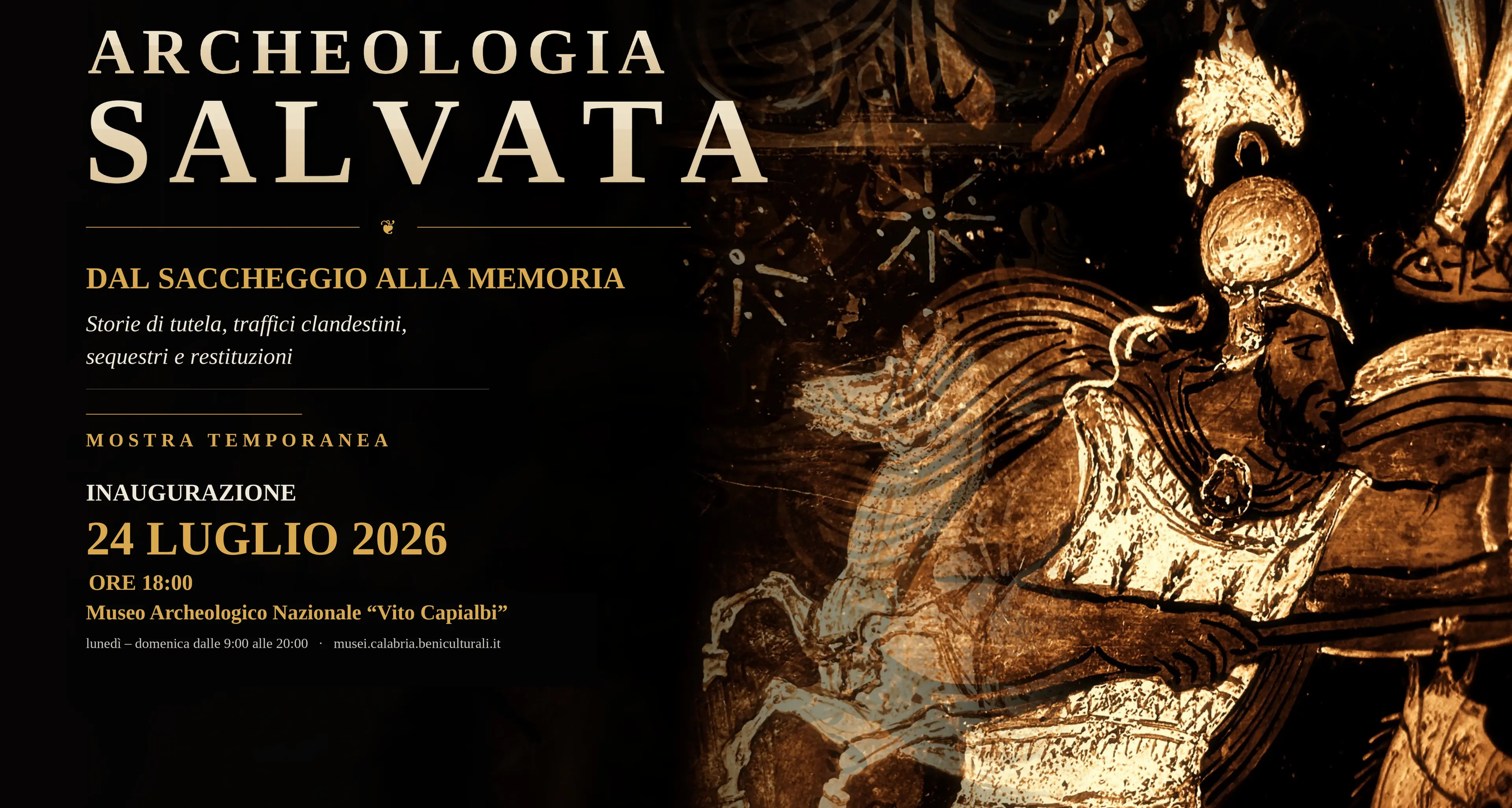 Reperti trafugati e tesori mai esposti,\u00A0al museo Capialbi di Vibo le storie dell’archeologia salvata: in mostra pezzi unici strappati al mercato illegale\n