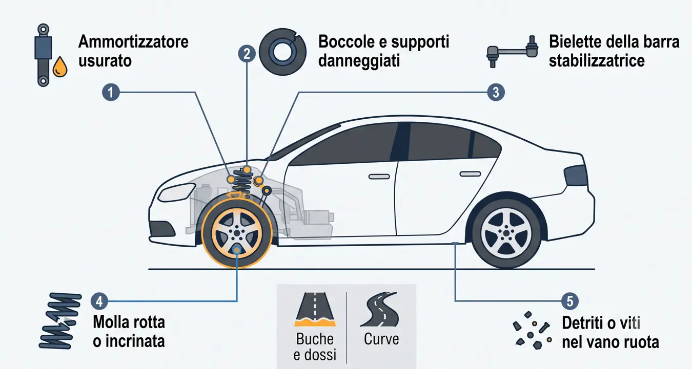 Ammortizzatori che sbattono: cause, sintomi e come risolvere il problema prima che peggiori\n