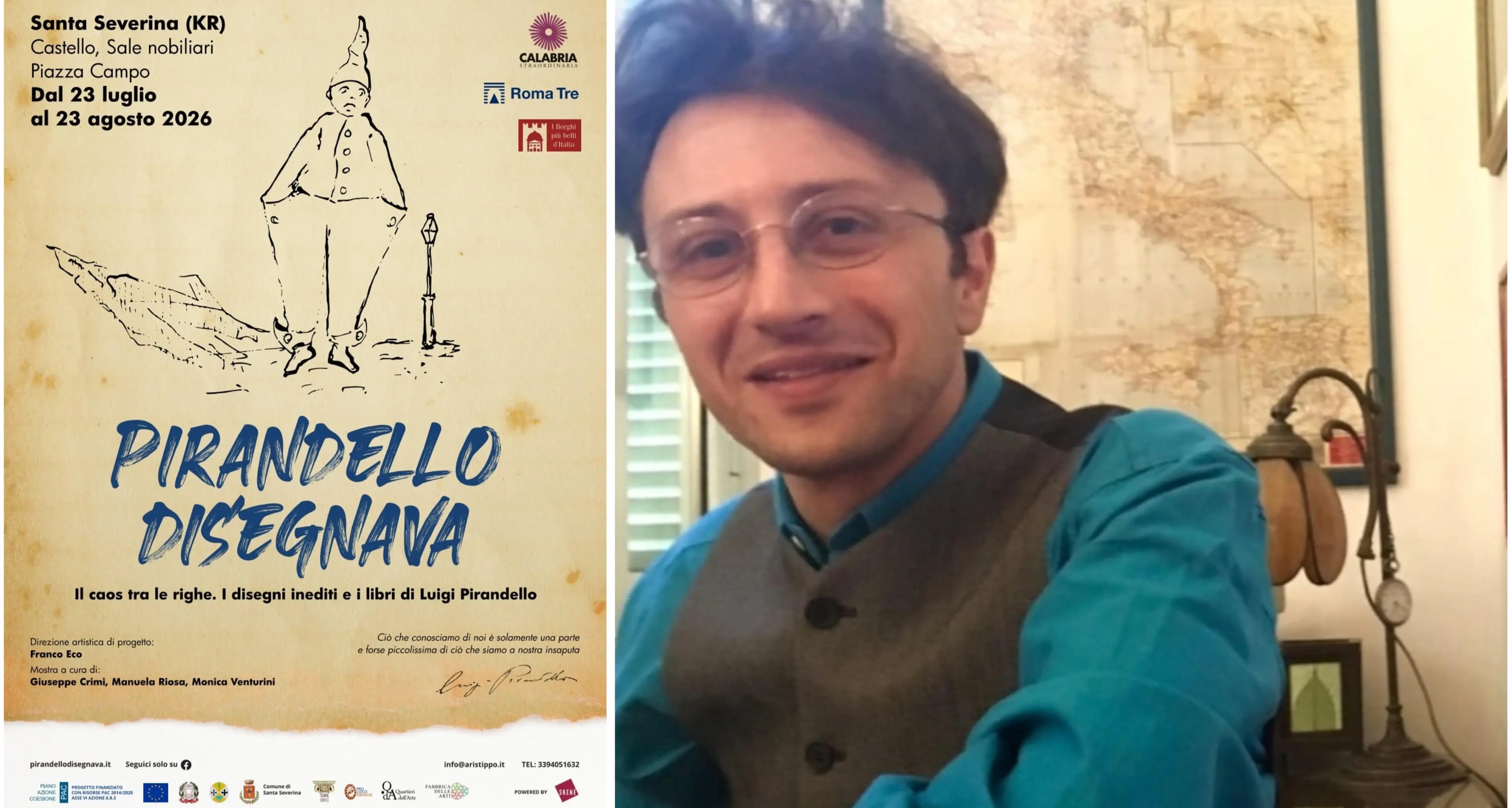 Pirandello disegnava, gli schizzi inediti del Nobel arrivano in Calabria: la mostra debutta a Santa Severina\n