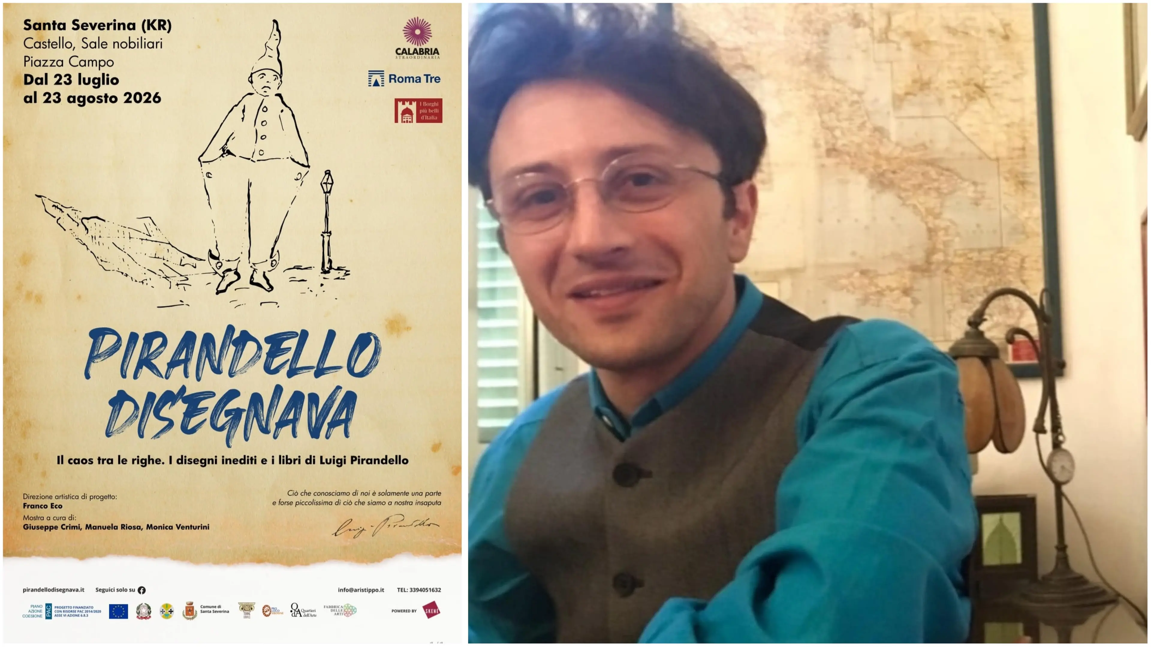 Pirandello disegnava, gli schizzi inediti del Nobel arrivano in Calabria: la mostra debutta a Santa Severina\n