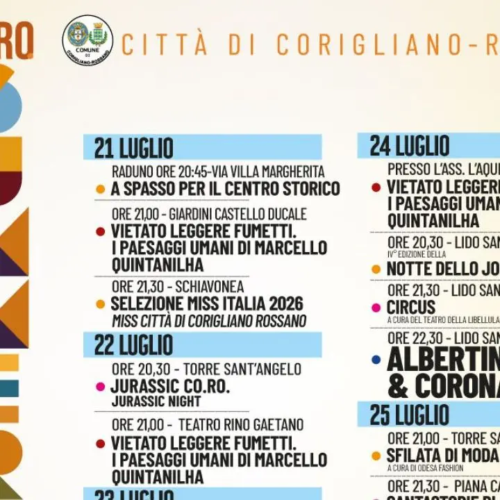 Corigliano-Rossano, sei giorni di musica, cinema, moda e spettacoli con Co.Ro. Summer Fest\n