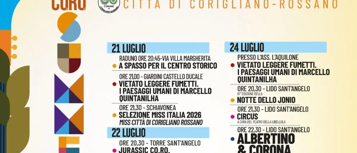 Corigliano-Rossano, sei giorni di musica, cinema, moda e spettacoli con Co.Ro. Summer Fest\n
