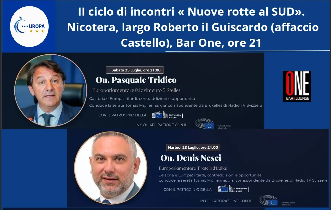 Nicotera, tornano gli incontri di “Nuove rotte al Sud”. Tra gli ospiti gli eurodeputati\u00A0Tridico e\u00A0Nesci\u00A0e l’ex capo della Polizia Gabrielli\n