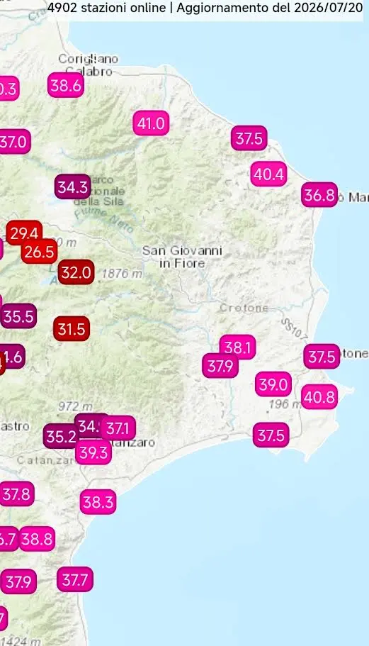 L’afa ha le ore contate: martedì il primo calo. Oggi Catanzaro ha sfiorato i 40 gradi