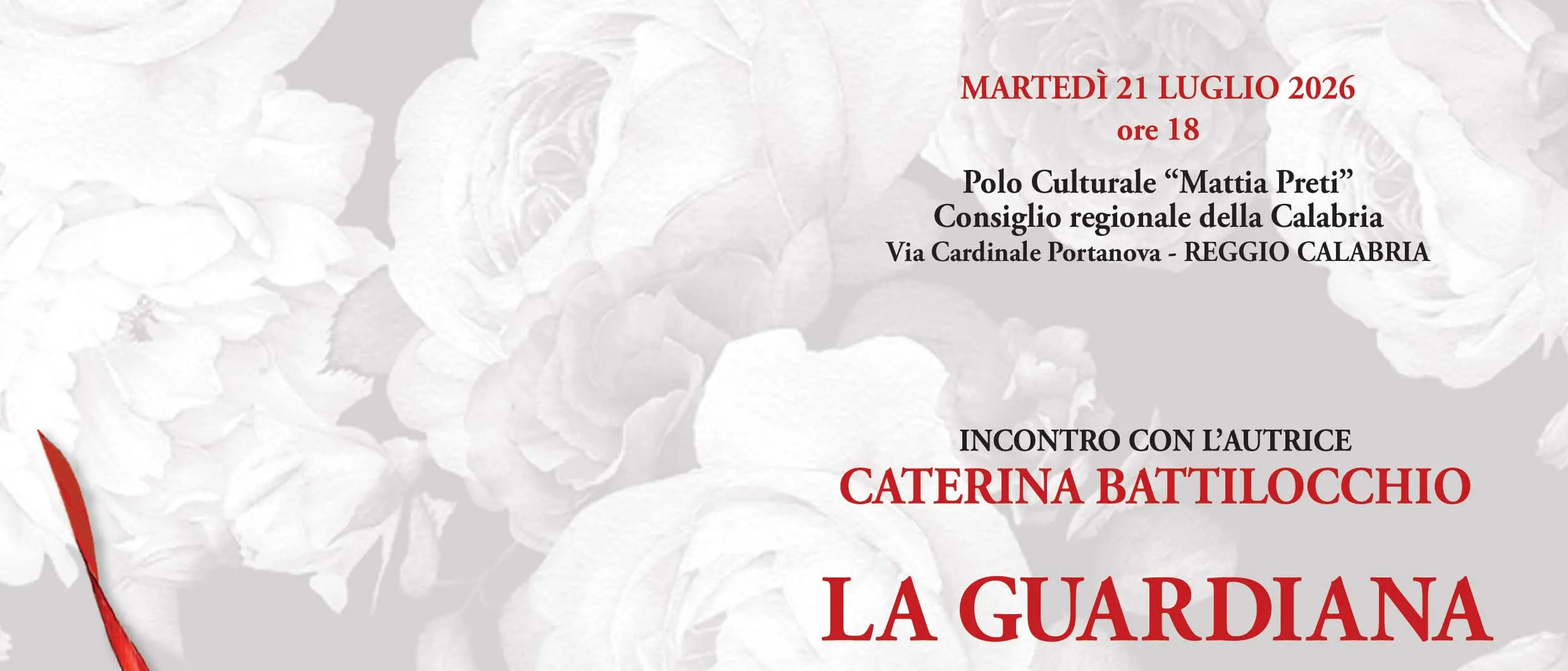 \"La guardiana\" di Caterina Battilocchio arriva a Reggio: presentazione presso la sala biblioteca Mattia Preti del Consiglio Regionale\n