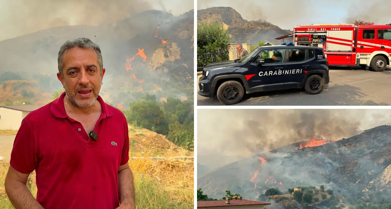 Incendio minaccia Cassano All'Ionio e il santuario della Madonna della Catena, il sindaco: «Alcune abitazioni verso l'evacuazione»\n