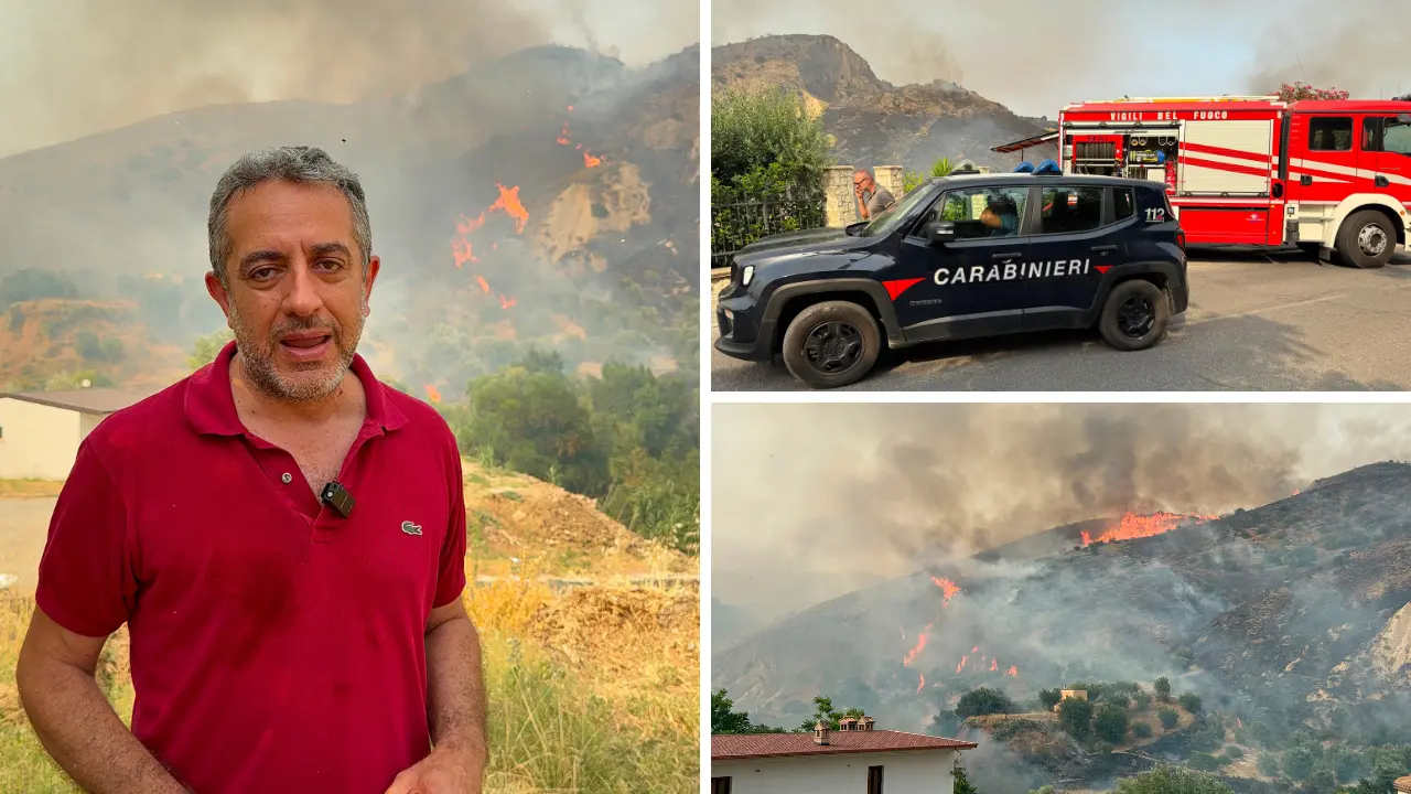 Incendio minaccia Cassano All'Ionio e il santuario della Madonna della Catena, il sindaco: «Alcune abitazioni verso l'evacuazione»\n