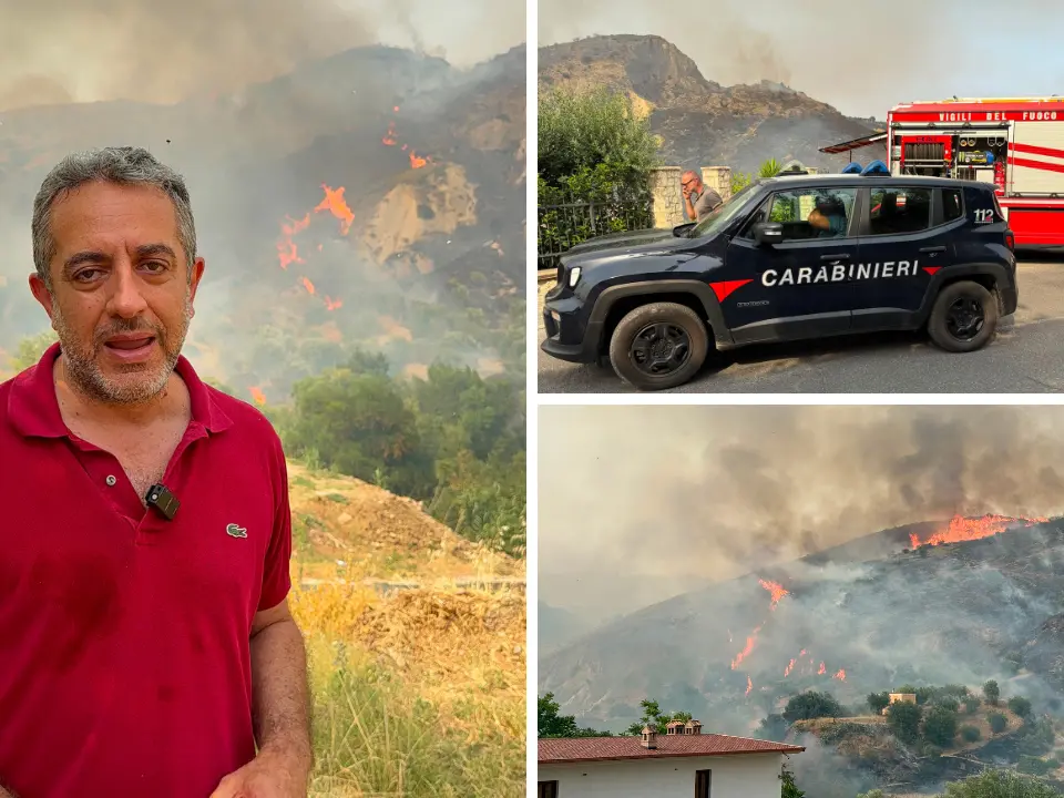 Incendio minaccia Cassano All'Ionio e il Santuario della Madonna della Catena, il sindaco: «Alcune abitazioni verso l'evacuazione»