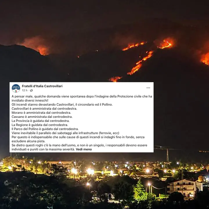<p>Il Pollino brucia? Per Fratelli d’Italia è un complotto politico: l’incredibile post dei meloniani</p>