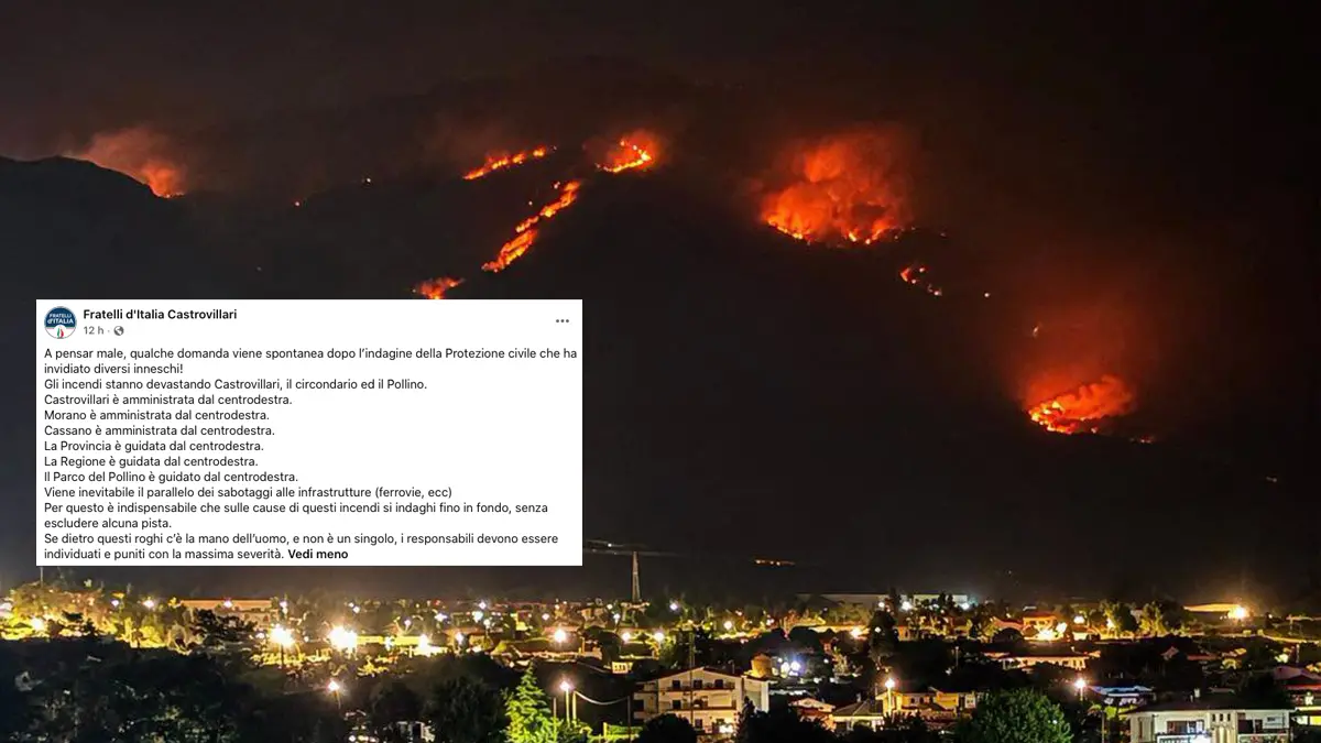 La drammatica foto postata da FdI Castrovillari e il relativo commento