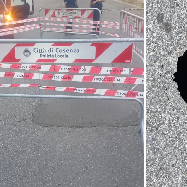 Cosenza, si apre una voragine in via Aldo Moro. Emessa un’ordinanza dalla Polizia municipale\n