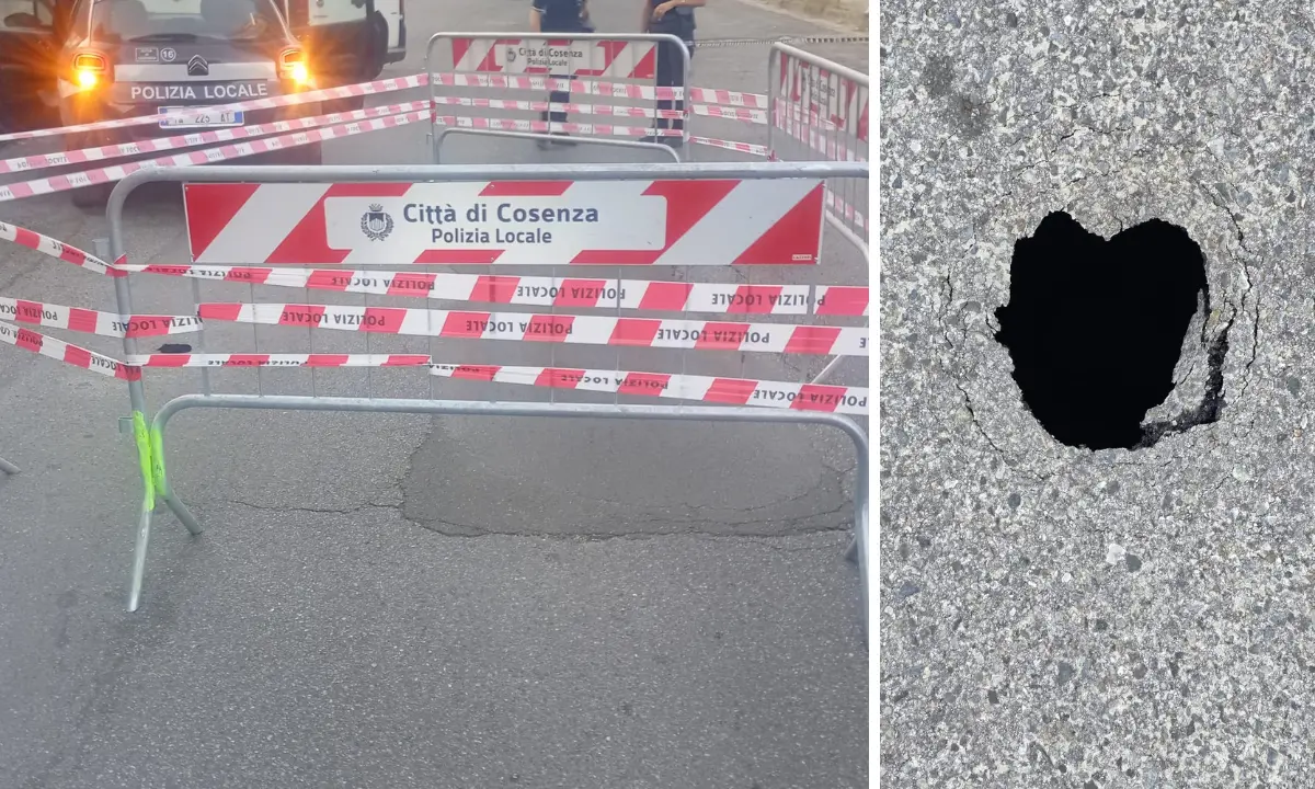 Cosenza, si apre una voragine in via Aldo Moro. Emessa un’ordinanza dalla Polizia municipale\n