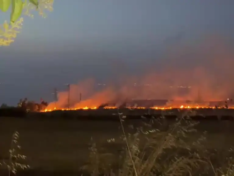 Incendio alle porte di Vibo vicino al nuovo ospedale in costruzione