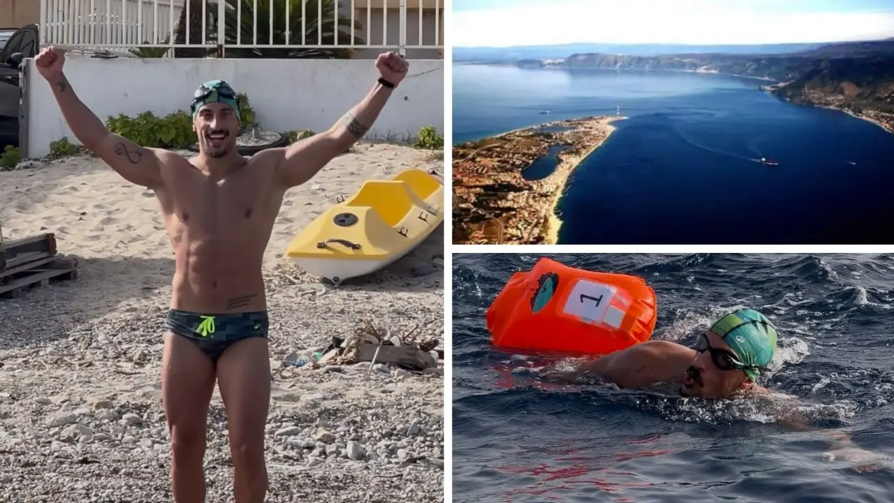 Attraversa lo Stretto di Messina\u00A0a nuoto, Gianluca Mollo: «Correnti e acqua gelida, ma non ho mai smesso di crederci»\n