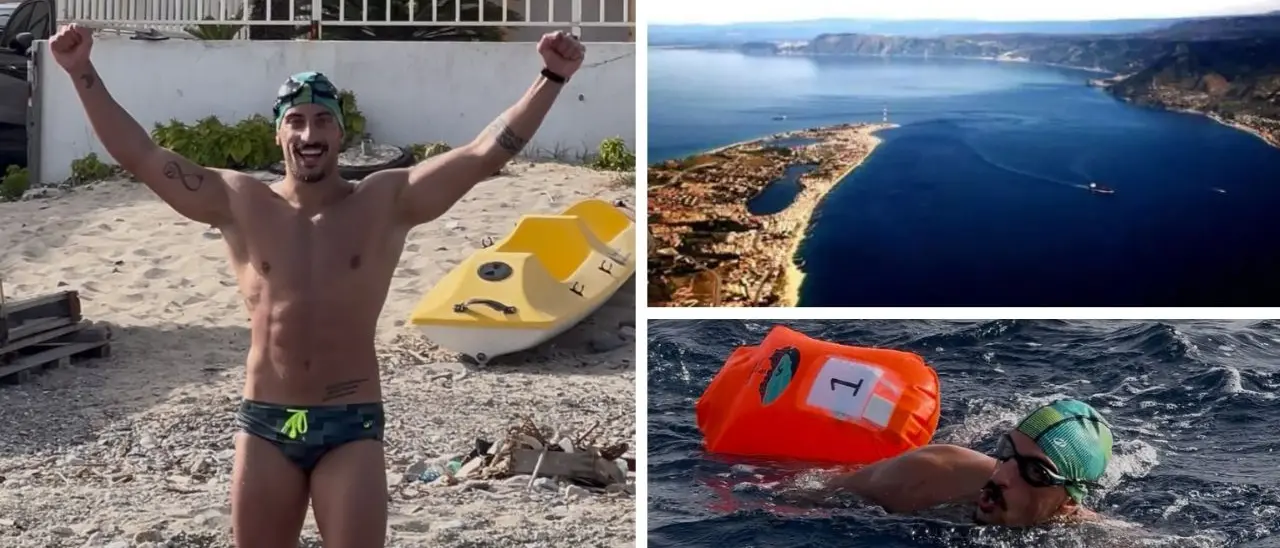 Attraversa lo Stretto di Messina\u00A0a nuoto, Gianluca Mollo: «Correnti e acqua gelida, ma non ho mai smesso di crederci»\n