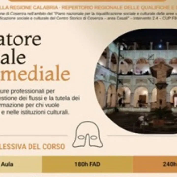Cosenza, corso gratuito per operatori museali multimediali: candidature aperte per diciassette posti\n