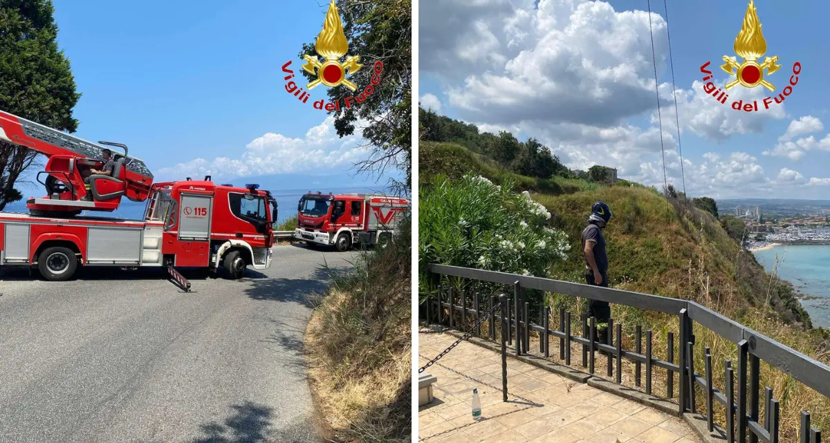 Donna precipita in una scarpata a Vibo Marina: recuperata cosciente e trasportata in ospedale con l’elisoccorso\n