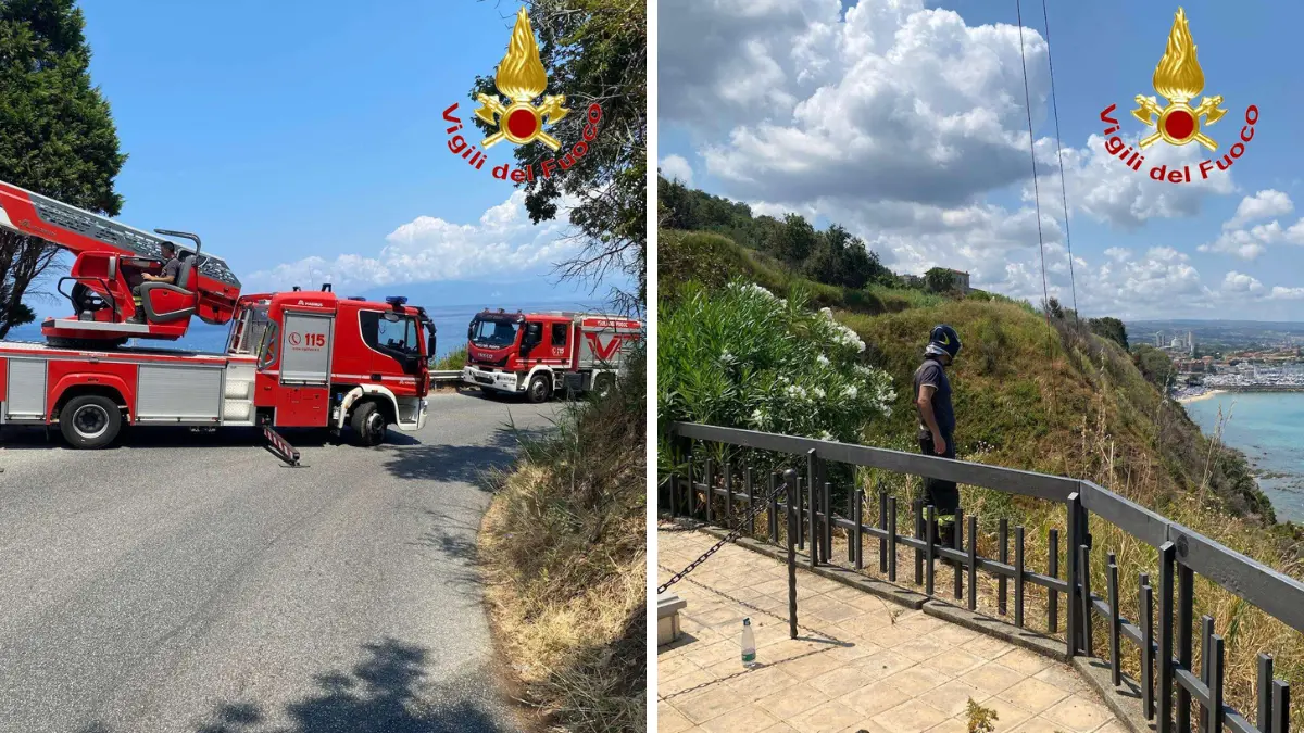 Donna precipita in una scarpata a Vibo Marina: recuperata cosciente e trasportata in ospedale con l’elisoccorso\n