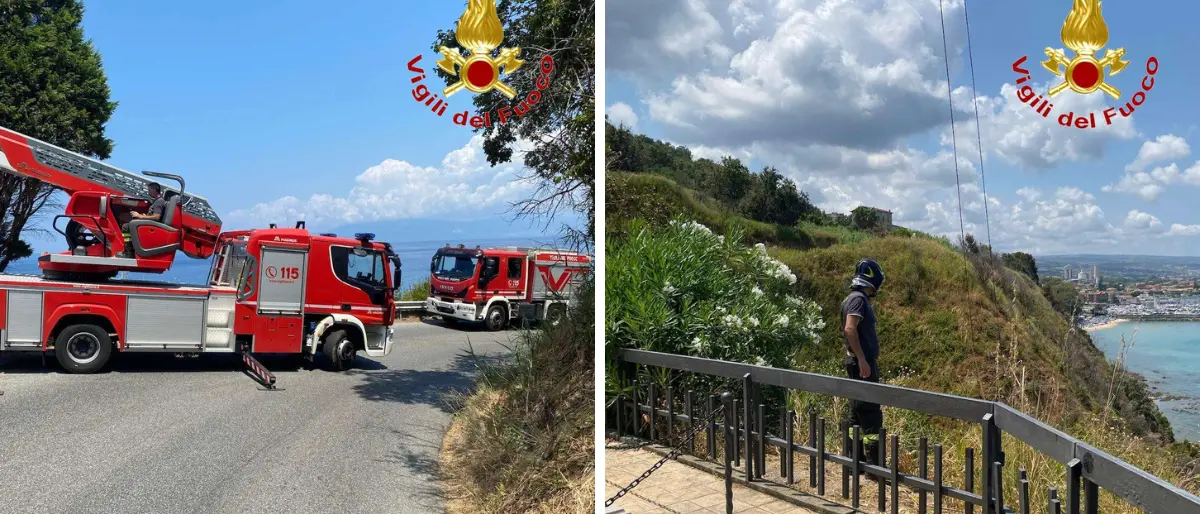 Donna precipita in una scarpata a Vibo Marina: recuperata cosciente e trasportata in ospedale con l’elisoccorso\n