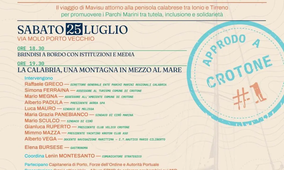 Mavisu arriva a Crotone: parte il viaggio tra legalità, ambiente e inclusione\n