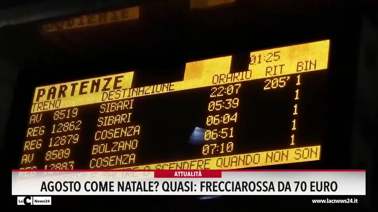 Agosto quasi come Natale: il Frecciarossa costa 70 euro