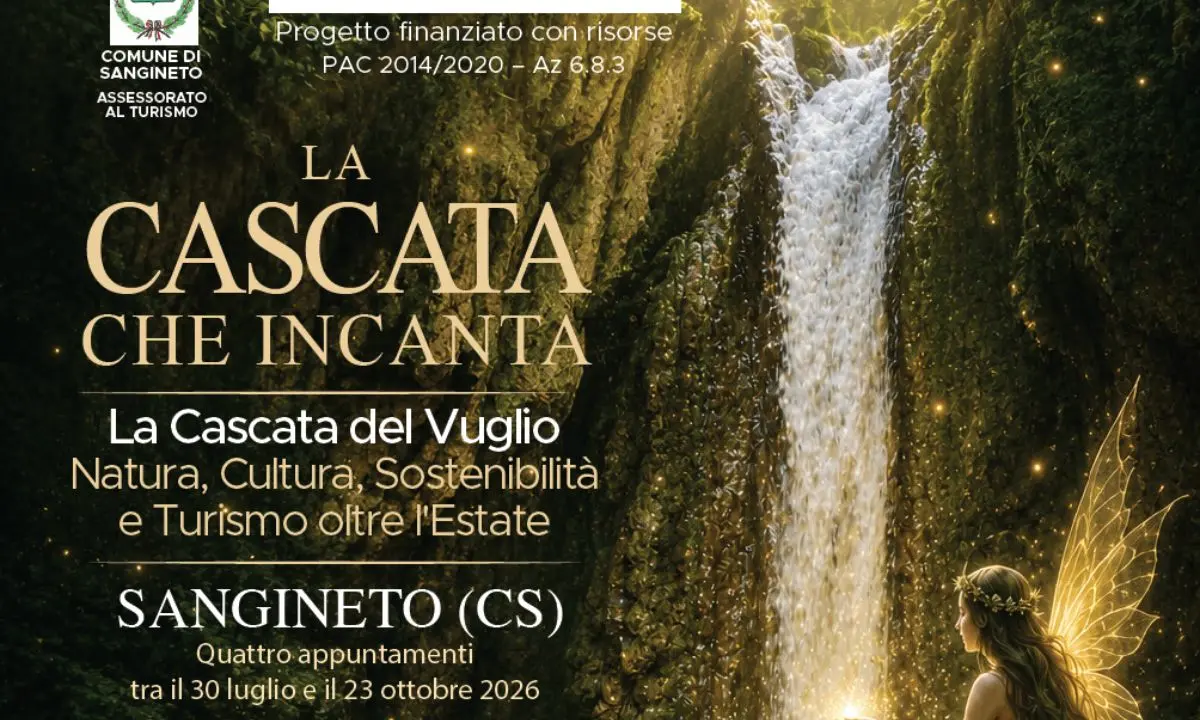 Sangineto valorizza la Cascata del Vuglio: quattro appuntamenti tra natura, teatro e sostenibilità\n
