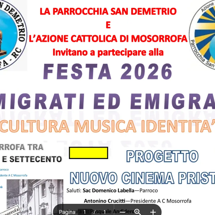 A\u00A0Mosorrofa la\u00A0Festa Emigrati ed Immigrati 2026\n