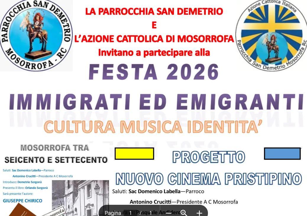 A\u00A0Mosorrofa la\u00A0Festa Emigrati ed Immigrati 2026\n