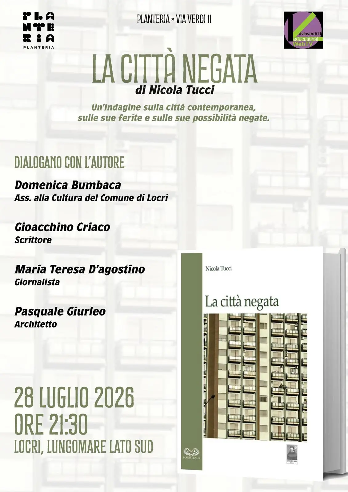 Locri, in Planteria la presentazione del libro “La città negata” di Nicola Tucci\n