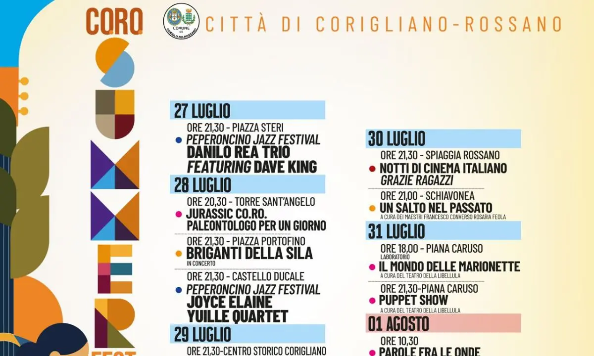 Co.Ro. Summer Fest, sette giorni di musica e spettacoli tra mare e montagna\n