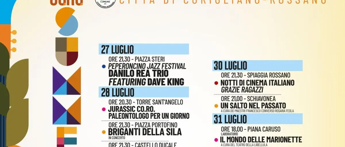 Co.Ro. Summer Fest, sette giorni di musica e spettacoli tra mare e montagna\n
