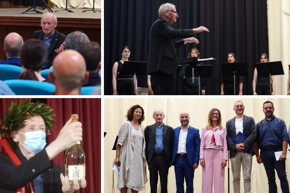 Don Pino Latelli si laurea al Conservatorio di Vibo, accompagnato da coristi e volontari