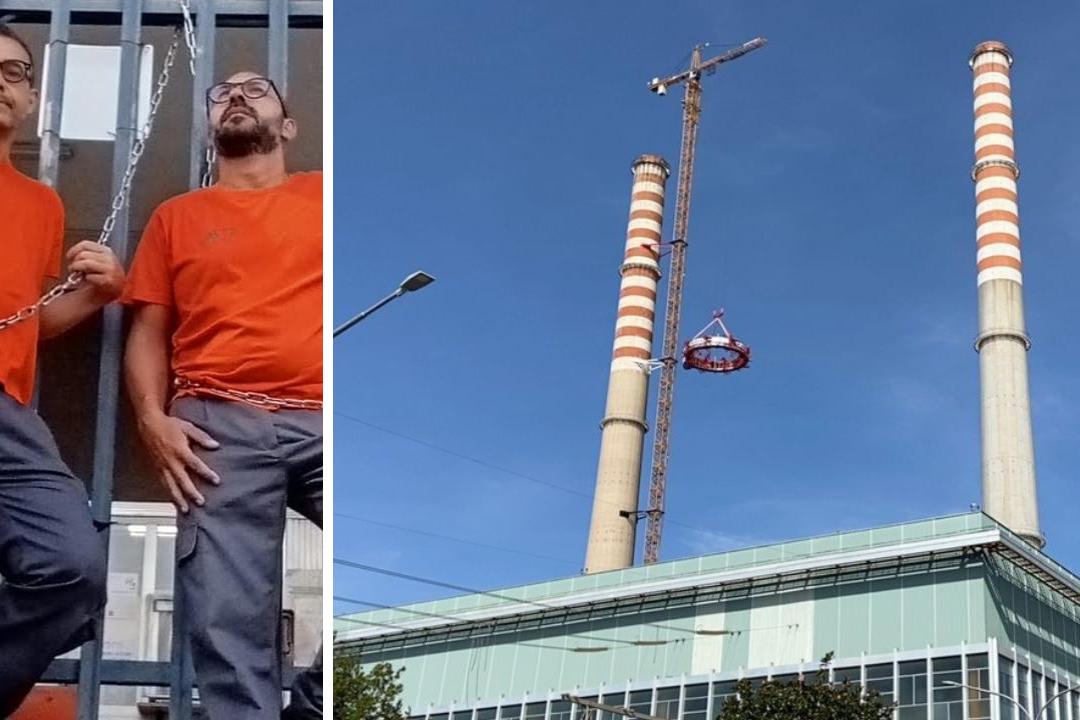 Lavoratori incatenati davanti alla centrale Enel a Corigliano Rossano, protesta sospesa dopo accordo per un mese