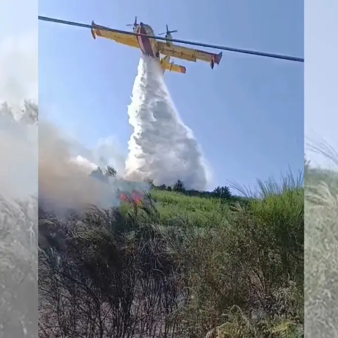 <p>Vasto incendio di vegetazione a Lamezia, tre mezzi aerei al lavoro per spegnere le fiamme – <span style=\"color:hsl(0, 75%, 60%);\">VIDEO </span></p>