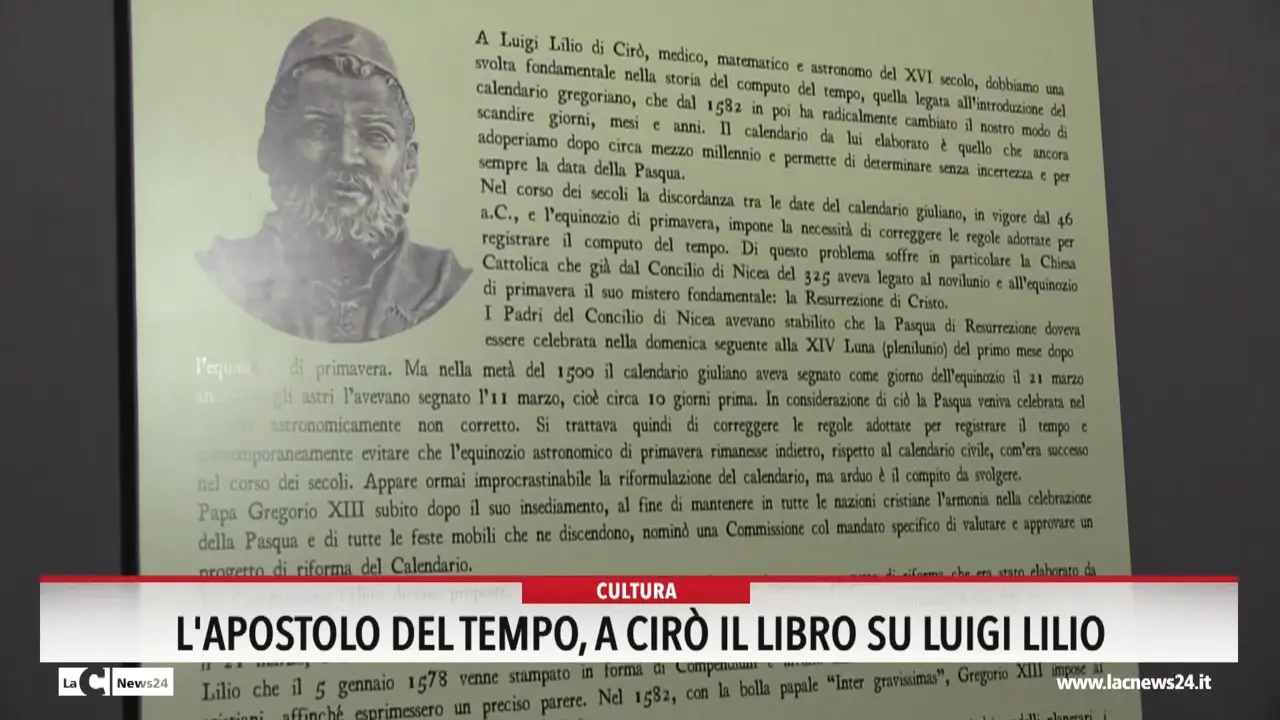 L'apostolo del tempo, a Cirò il libro su Luigi Lilio