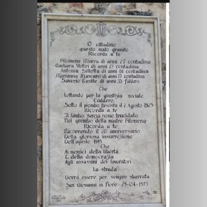 San Giovanni in Fiore ricorda la strage del 1925: domenica la commemorazione delle vittime del fascismo\n