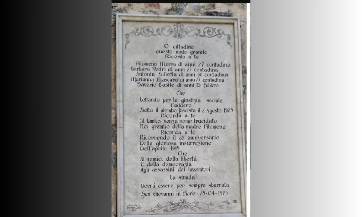 San Giovanni in Fiore ricorda la strage del 1925: domenica la commemorazione delle vittime del fascismo\n