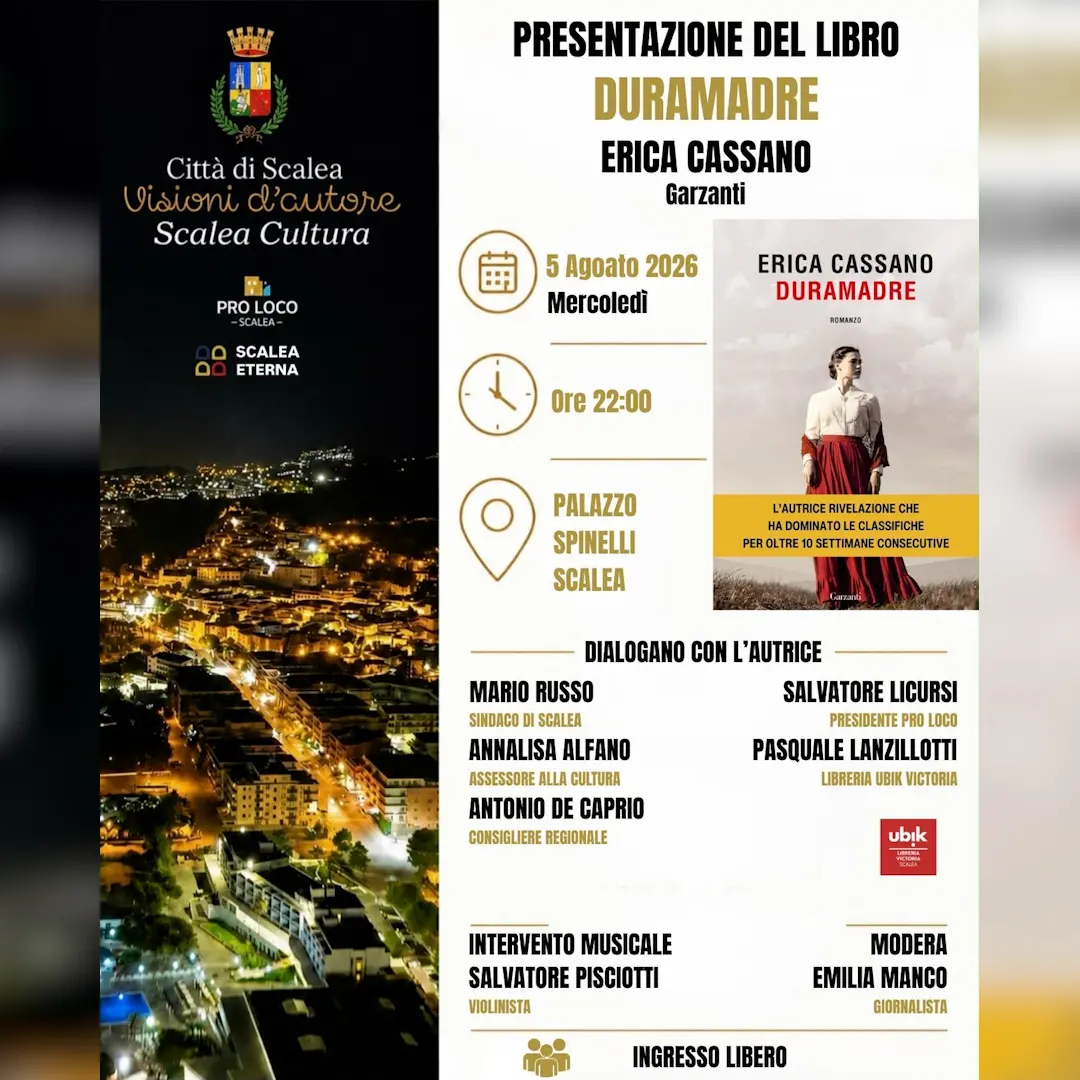 Dalla Riviera dei Cedri al successo di pubblico, Erica Cassano torna a Scalea con il romanzo\u00A0“Duramadre”\n